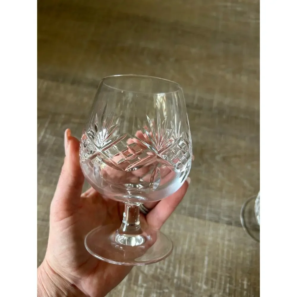Vintage Tiffany & Co Crystal Newport Brandy Cognac Snifters 5” PAIR Etched